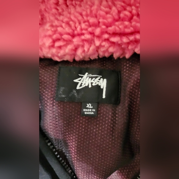 STÜSSY Sherpa Paneled Hooded Jacket Pink (Unisex) - Picture 11 of 14